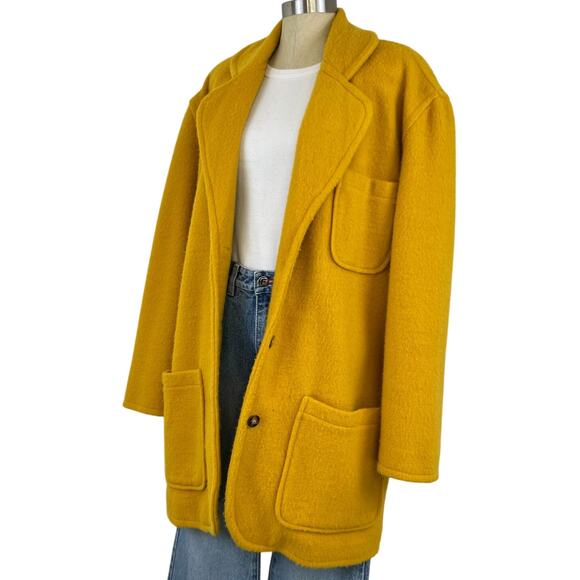 Vintage Adrienne Vittadini Yellow Wool Blend Button Front Collared Jacket (L) - Picture 4 of 15